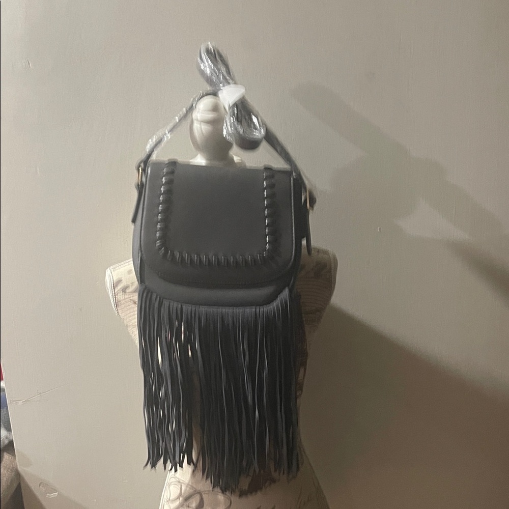 Chic Gray Fringe Crossbody Bag